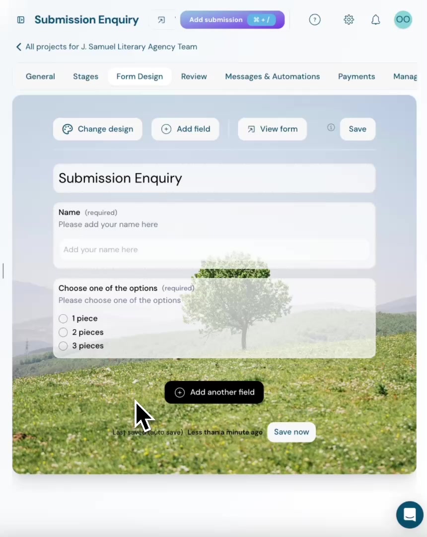 Play button for Form Design